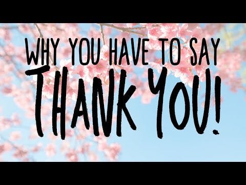 Why You Have To Say THANK YOU!
