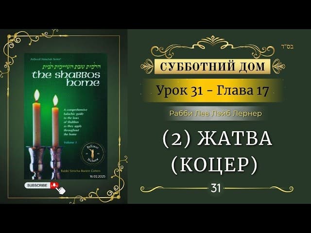 𝟯𝟭. Субботний Дом² | (2) Жатва (коцер) | Глава 17 | Рабби Лев Лэйб Лернер